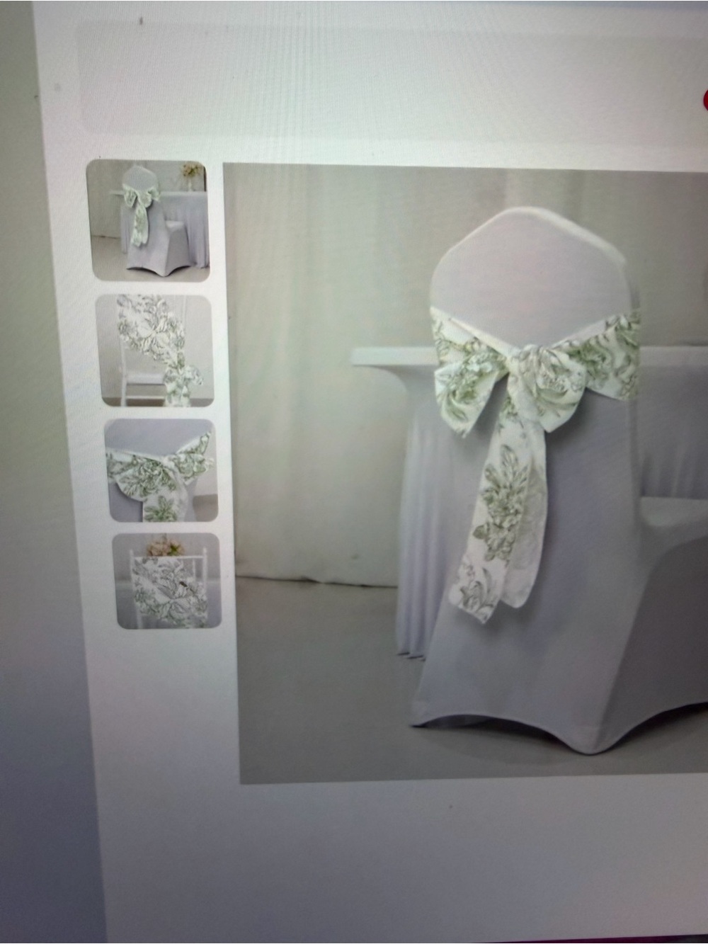 Polyester chair sashes/bows white and dusty sage green French toile